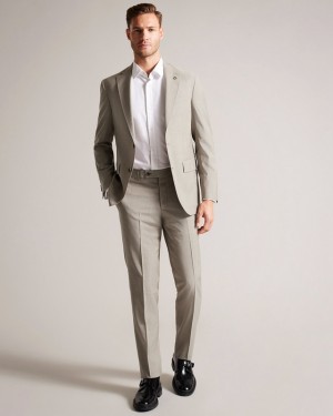 Ted Baker Alconat Natural Sharkskin Men's Suit Beige | 609851-LEY