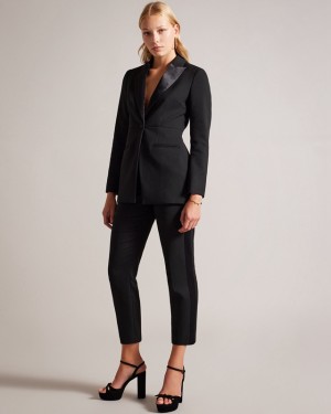 Ted Baker Ariaalt Tuxedo Pats with Side Zips Women's Pants Black | 516784-EUN