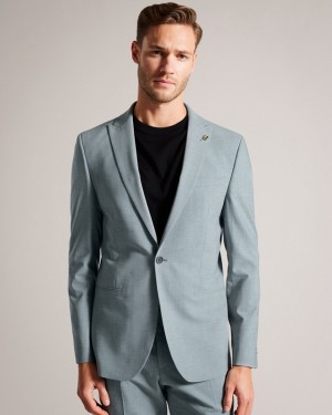 Ted Baker Benonjs Seafoam Sharkskin Men's Jackets Grey | 063781-TYO