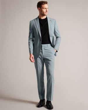 Ted Baker Benonts Seafoam Sharkskin Men's Suit Grey | 587419-GNO