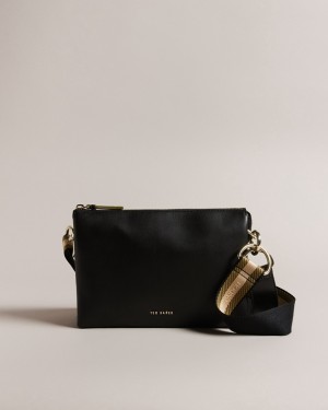 Ted Baker Darceyy Branded Webbing Women's Crossbody Bag Black | 081352-PBS