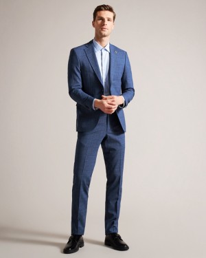 Ted Baker Drydent Check Men's Suit Navy | 591782-KVT