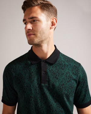 Ted Baker Ealis SS Regular Jacquard Men's Polo Shirt Green | 459280-JZX