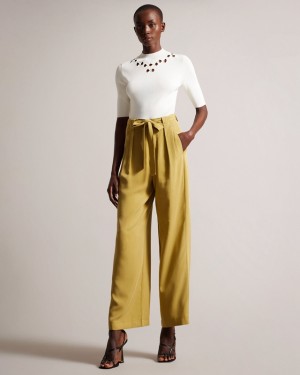 Ted Baker Jemila Wide Leg Women's Pants Khaki | 439056-HGD