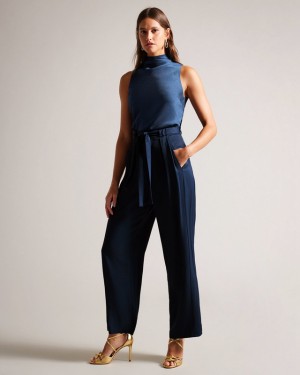 Ted Baker Jemmiah Wide Leg Women's Pants Navy | 536298-SGP