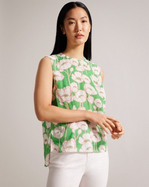 Ted Baker Kelany Short Sleeve with Shoulder Detail Women's Tops Green | 386159-DIC