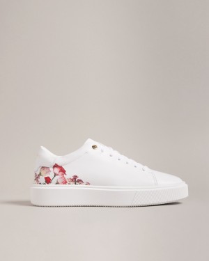 Ted Baker Lorny Floral Printed Platform Women's Sneakers White | 280674-YUJ