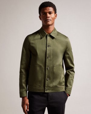 Ted Baker Lucianj Slim Fit Cotton Sateen Men's Shirts Green | 034951-UMW