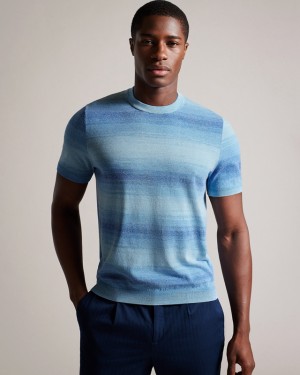 Ted Baker Notte SS Ombre Knitted Men's T Shirts Blue | 419765-ROV