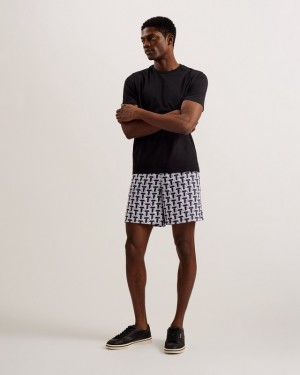 Ted Baker Rhins Printed T Men's Shorts Black | 387204-PRS