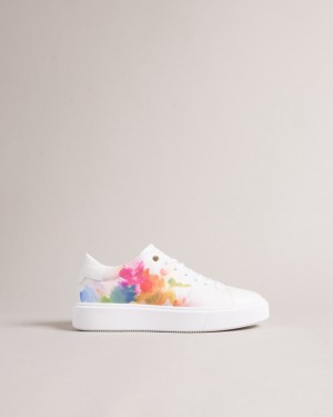 Ted Baker Tennia Art Print Platform Women's Sneakers White | 492735-MWZ