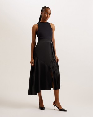 Ted Baker Wiiloww Mockable With Racer Bodice Women's Dress Black | 376908-NZY