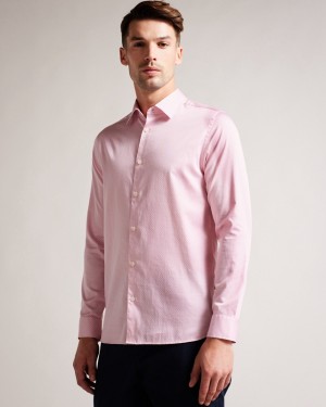 Ted Baker Willet Long Sleeve Mini Geo Men's Shirts Pink | 970263-IOF