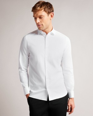 Ted Baker Witree LS Mini Diamond Dobby Men's Shirts White | 061235-GNL