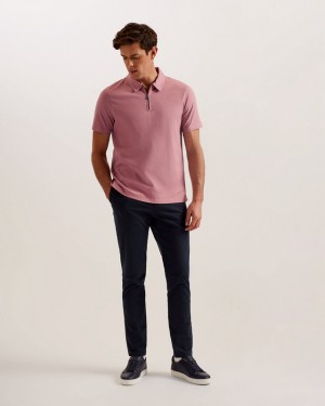 Ted Baker Zarkes SS Regular Zip Men's Polo Shirt Pink | 865427-XIC