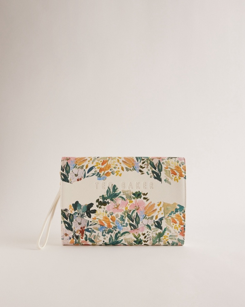 Ted Baker Abbbi Floral Printed Envelope Women\'s Clutch Bags Cream | 403915-YQH