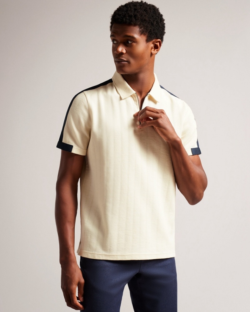 Ted Baker Abloom SS Regular with Zip Men\'s Polo Shirt Beige | 810945-MLO