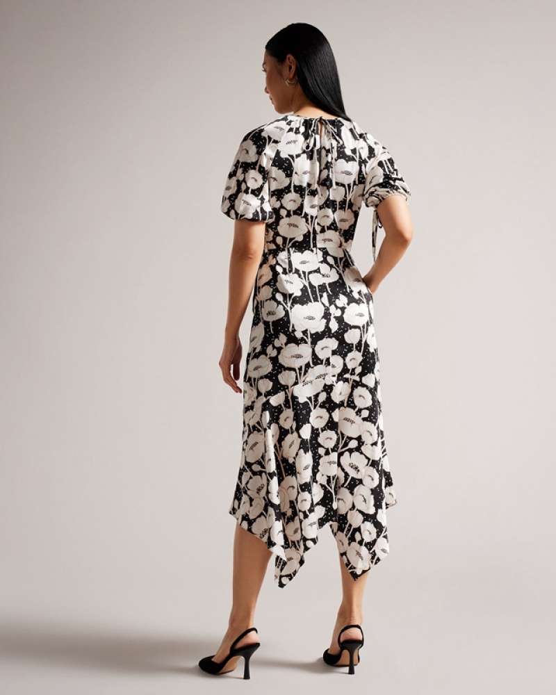 Ted Baker Abriee Puff Sleeve Midi Women's Dress Black | 742693-BDK