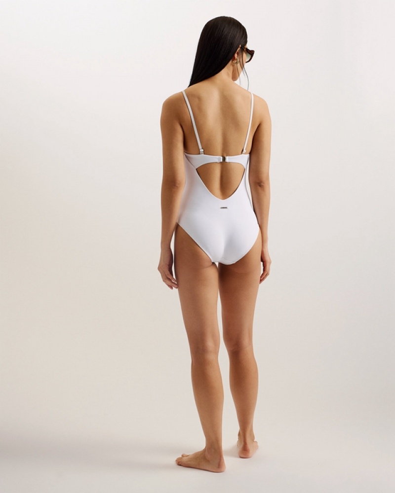 Ted Baker Adyann Embroidered Women's Swimsuits White | 671045-VMY