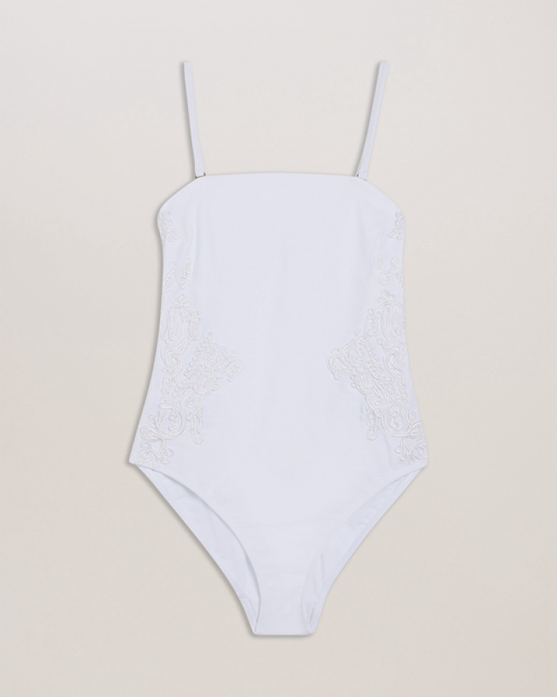 Ted Baker Adyann Embroidered Women's Swimsuits White | 671045-VMY