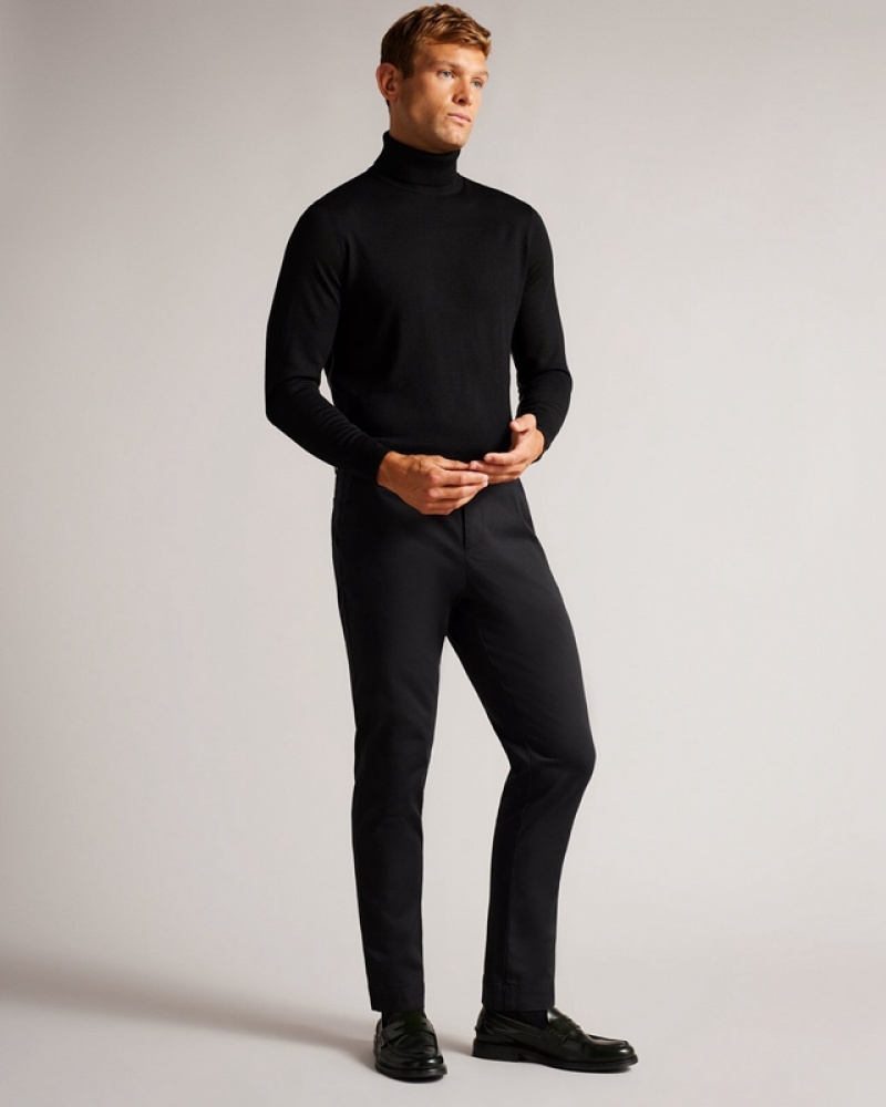 Ted Baker Ainger RWS Merino Wool Roll Neck Men's Sweaters Black | 084127-WNC