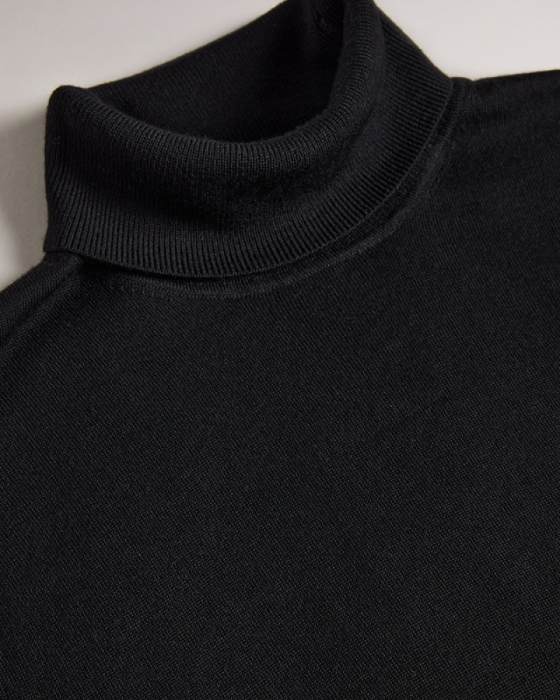 Ted Baker Ainger RWS Merino Wool Roll Neck Men's Sweaters Black | 084127-WNC