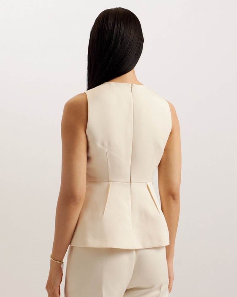 Ted Baker Akeni Sleeveless Peplum Women's Tops Beige | 506289-TBV