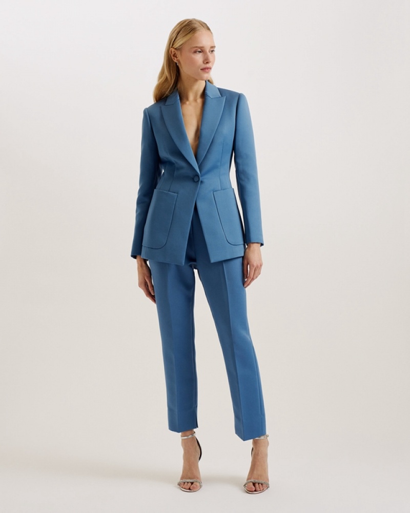 Ted Baker Akenij Single Breasted Tailored Women's Blazers Blue | 285019-PMH