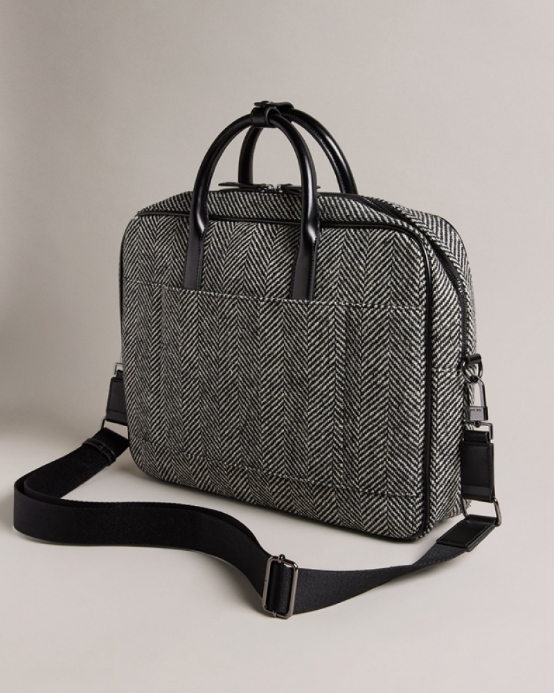 Ted Baker Andreaz Herringbone Men's Document Bags Black | 307816-ZWT