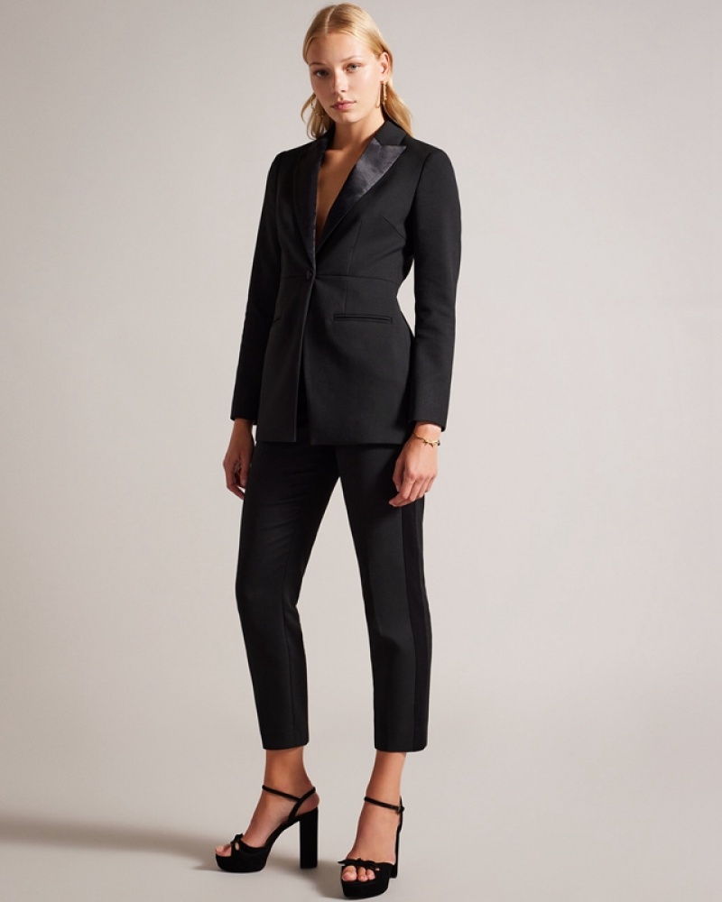 Ted Baker Ariaalt Tuxedo Pats with Side Zips Women\'s Pants Black | 516784-EUN