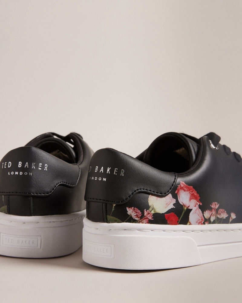 Ted Baker Arlita Floral Printed Cupsole Women's Sneakers Black | 385721-BMS