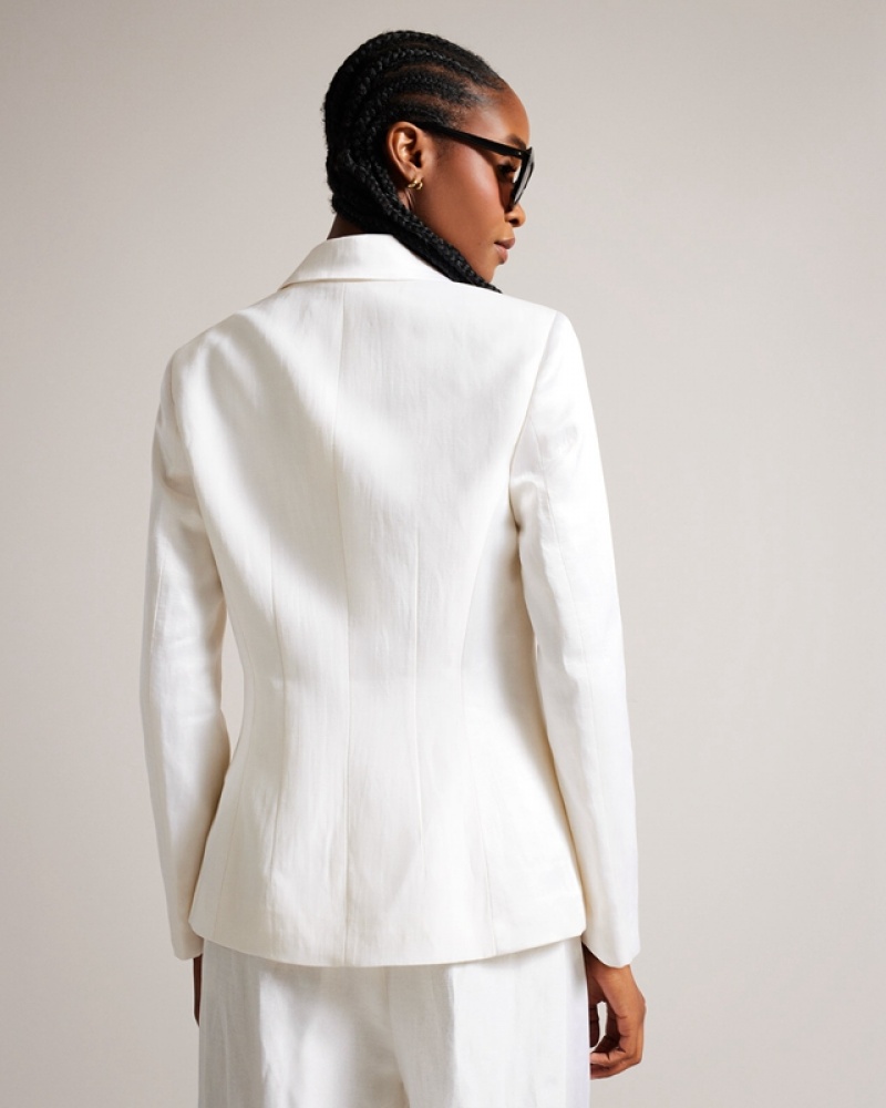 Ted Baker Astaa Satin Contrast Tuxedo Women's Jackets Cream | 243170-JER