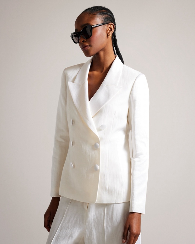 Ted Baker Astaa Satin Contrast Tuxedo Women\'s Jackets Cream | 243170-JER