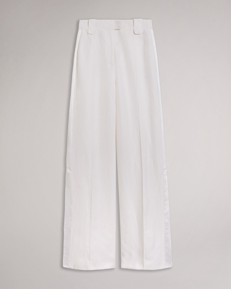 Ted Baker Astaat Wide Leg Tuxedo with Side Split Women's Pants White | 543679-VKJ