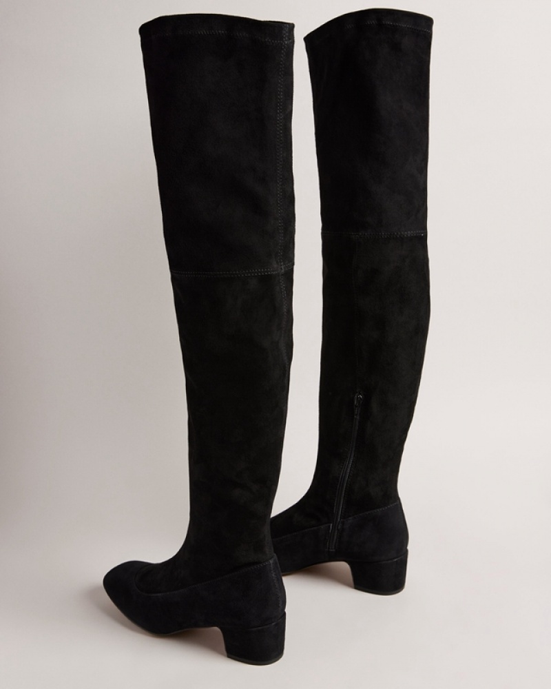 Ted Baker Ayannah Over The Knee Stretch Women's Leather Boots Black | 087934-SFQ