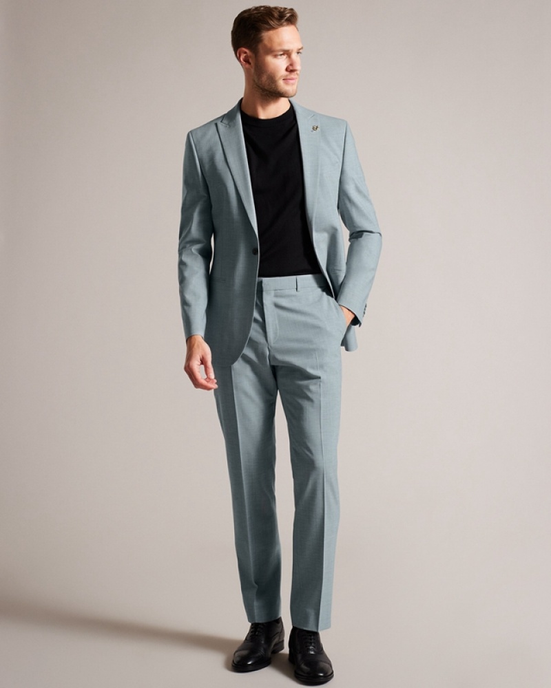 Ted Baker Benonts Seafoam Sharkskin Men\'s Suit Grey | 587419-GNO