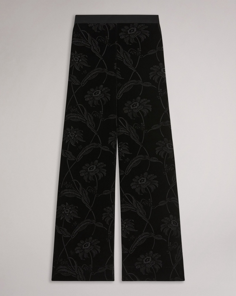 Ted Baker Bettiat Velvet Wide Leg Women's Pants Black | 820491-QYW