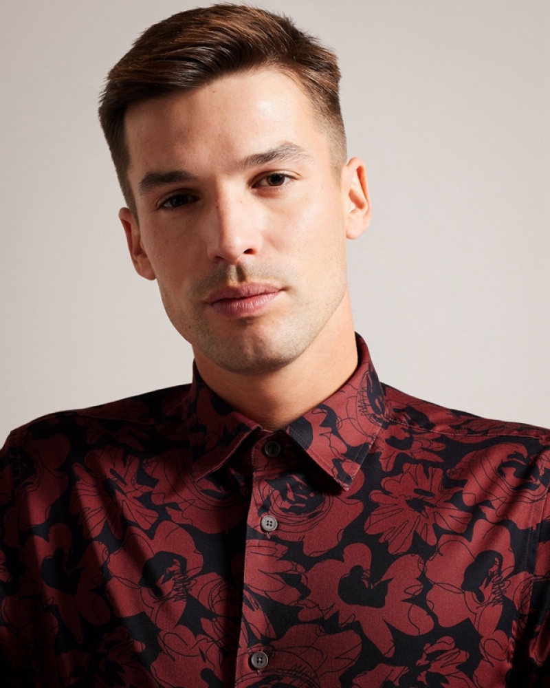 Ted Baker Boleena LS Bold Floral Men\'s Shirts Red | 209168-LDG