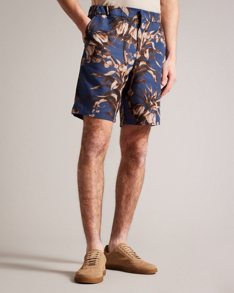 Ted Baker Canriya Printed Men's Shorts Navy | 749526-UTL