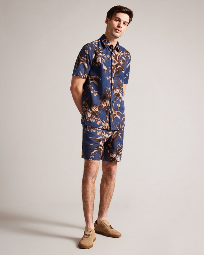 Ted Baker Canriya Printed Men's Shorts Navy | 749526-UTL