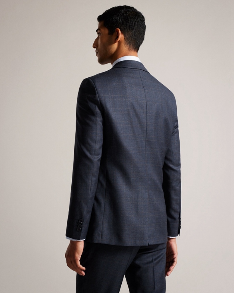 Ted Baker Cromjs Navy Choc Check Men's Jackets Navy | 501394-RMS