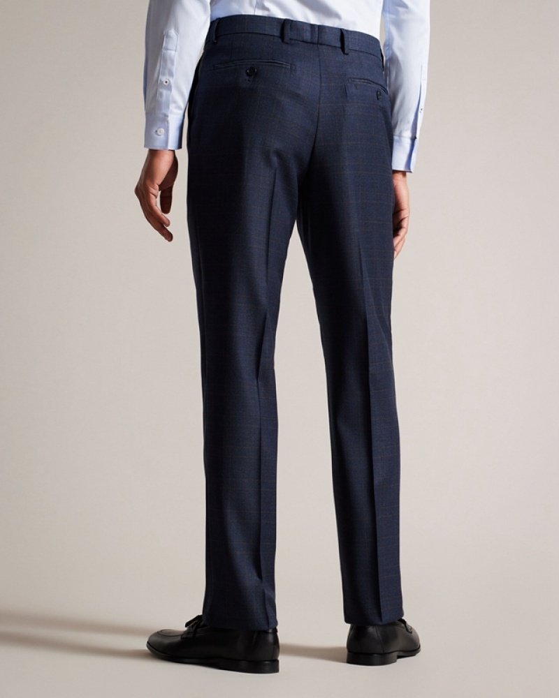 Ted Baker Cromts Navy Choc Check Men's Pants Navy | 980342-YXE