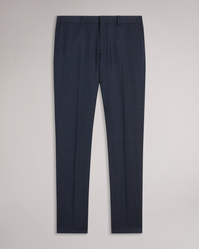 Ted Baker Cromts Navy Choc Check Men's Pants Navy | 980342-YXE