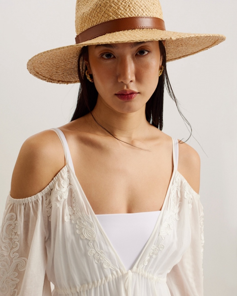 Ted Baker Daeseey Embroidered Maxi Cover Up Women's Beachwear White | 631750-XAV