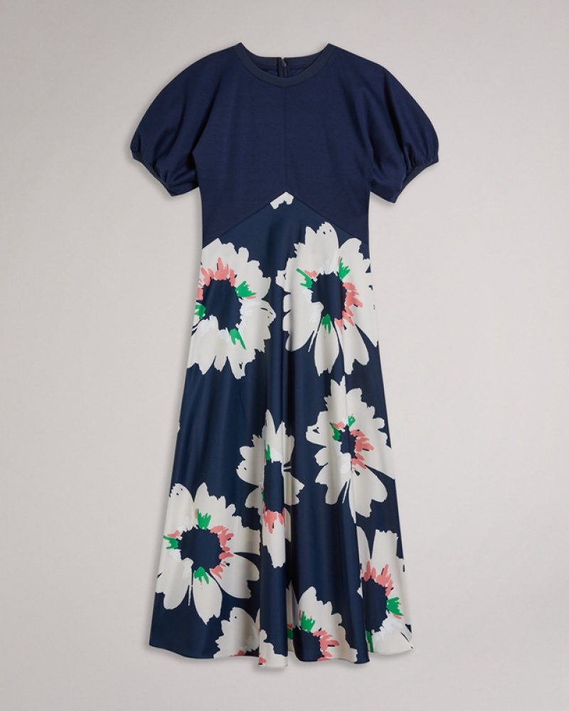 Ted Baker Daysiah Ponte with Midi Women's Dress Navy | 417683-WQU