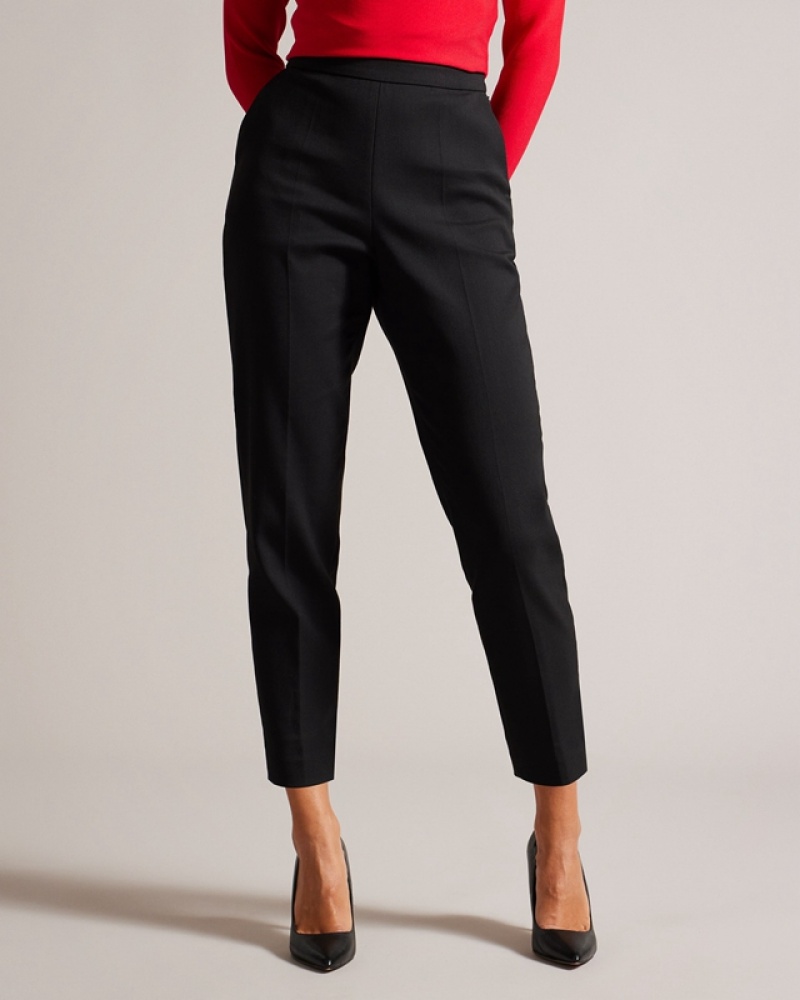 Ted Baker Devana Flat Front Tapered Leg Women's Pants Black | 859467-ZKJ