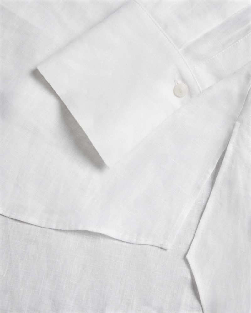 Ted Baker Dorahh Longline Linen Women's Shirts White | 086475-ATK