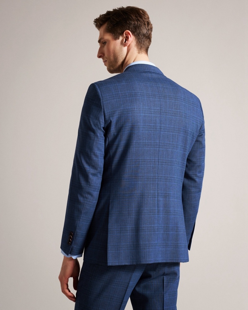 Ted Baker Drydenj Navy Check Men's Suit Navy | 516472-DAS