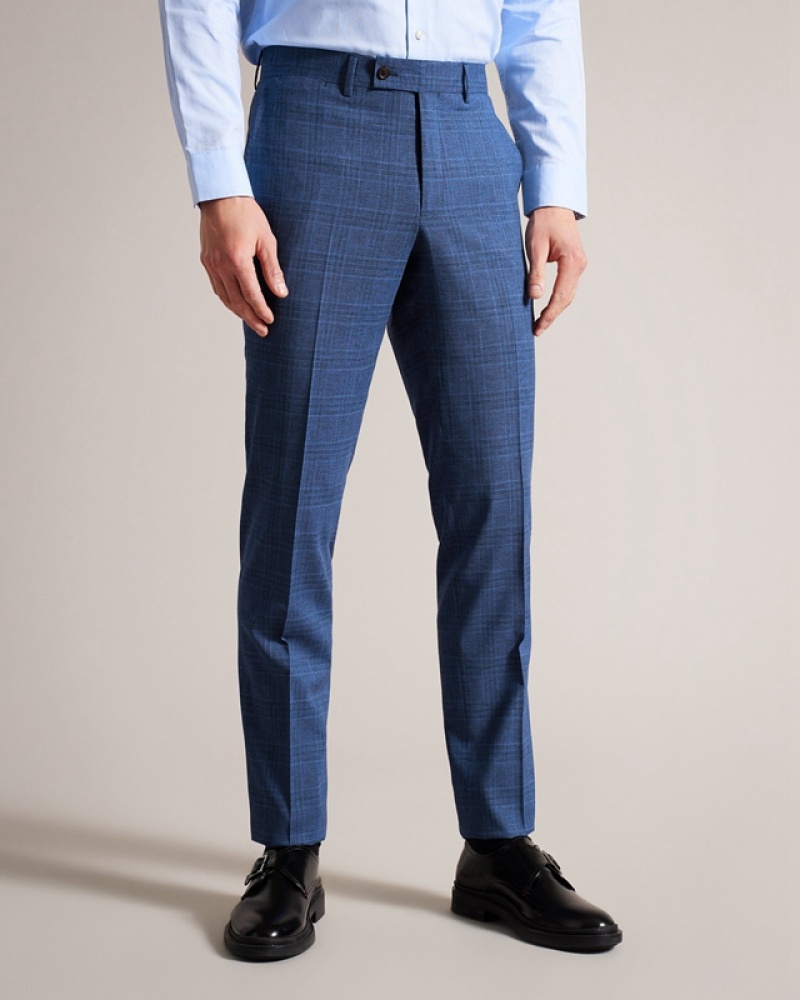 Ted Baker Drydent Navy Check Men's Pants Navy | 248695-QXR