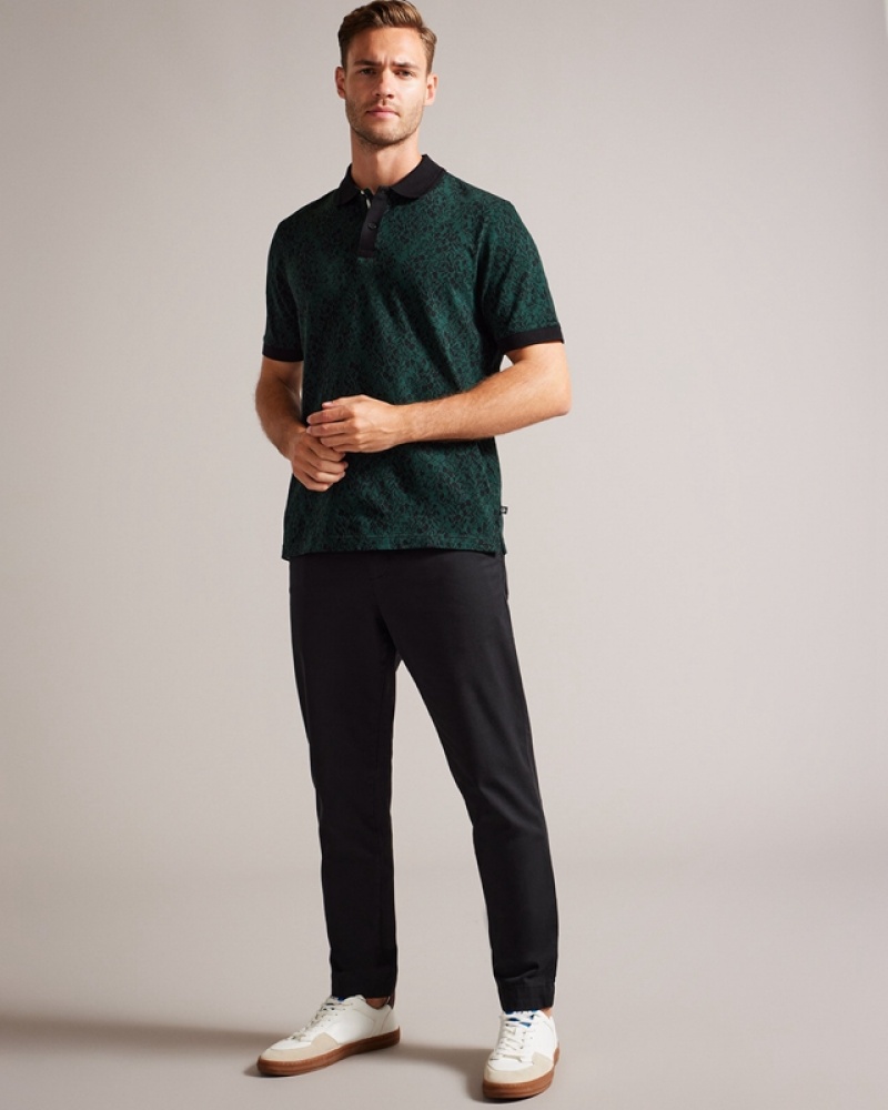 Ted Baker Ealis SS Regular Jacquard Men's Polo Shirt Green | 459280-JZX